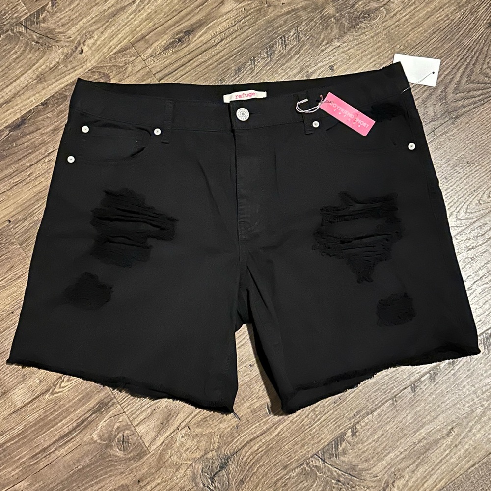 Black Distressed Shorts
